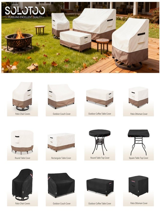 SoloToo Patio Ottoman Cover Waterproof Square Outdoor Ottoman Cover,32W x 32D x 18H Inches Patio Furniture Covering Protector Outdoor Side Table Cover (Beige) - Image 2