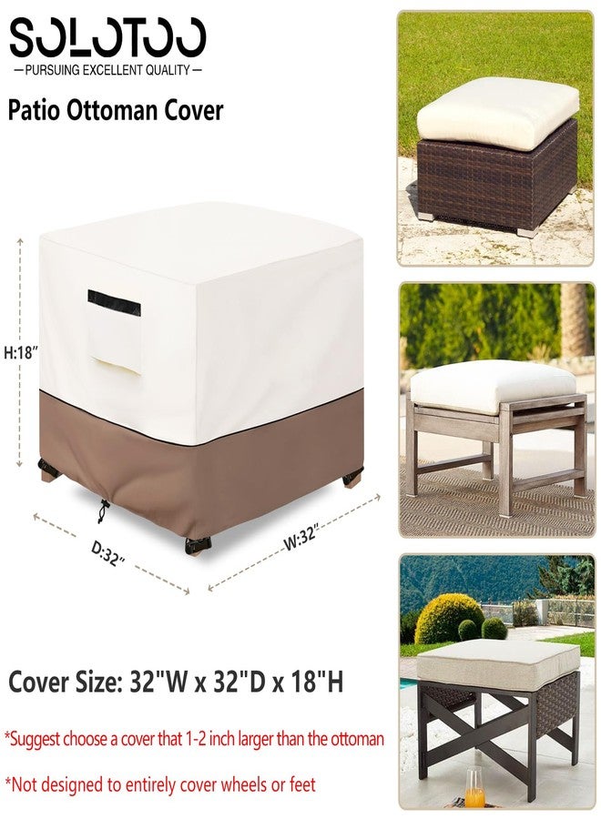 SoloToo Patio Ottoman Cover Waterproof Square Outdoor Ottoman Cover,32W x 32D x 18H Inches Patio Furniture Covering Protector Outdoor Side Table Cover (Beige) - Image 3