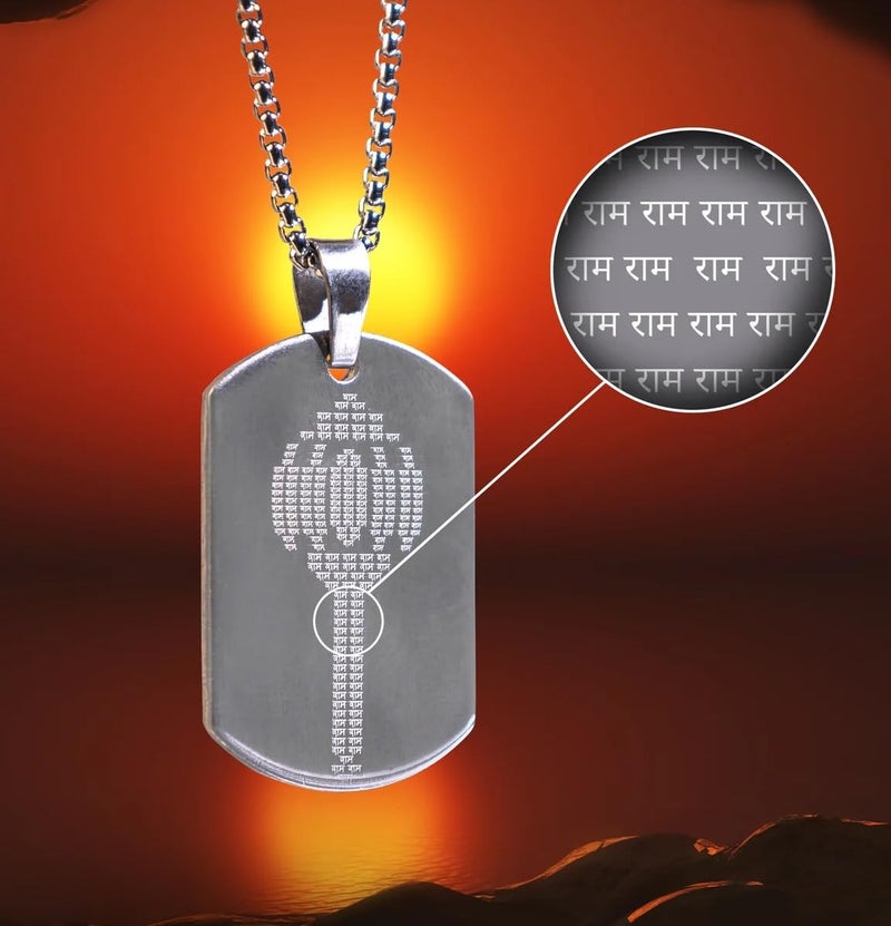 ADHVIK مجموعة من سوار هانومان ذو 5 وجوه من الفولاذ المقاوم للصدأ وقلادة روحية على شكل جادا هانومان (فضي، عبوة من 2) - Image 3