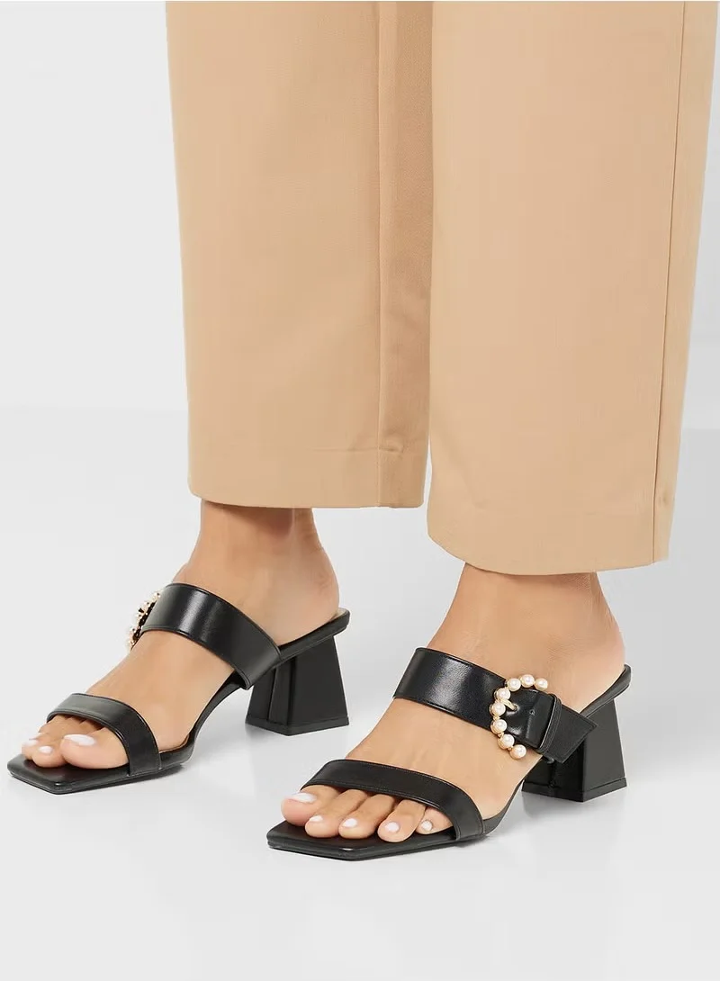 ELLA Pearl Buckle Heel Sandal