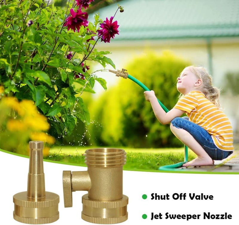 Hooshing Heavy Duty Brass Jet Nozzle High Pressure Jet Sweeper Sprayer Nozzle with Garden Hose Shut Off Valve 3/4" GHT Connector - Image 4