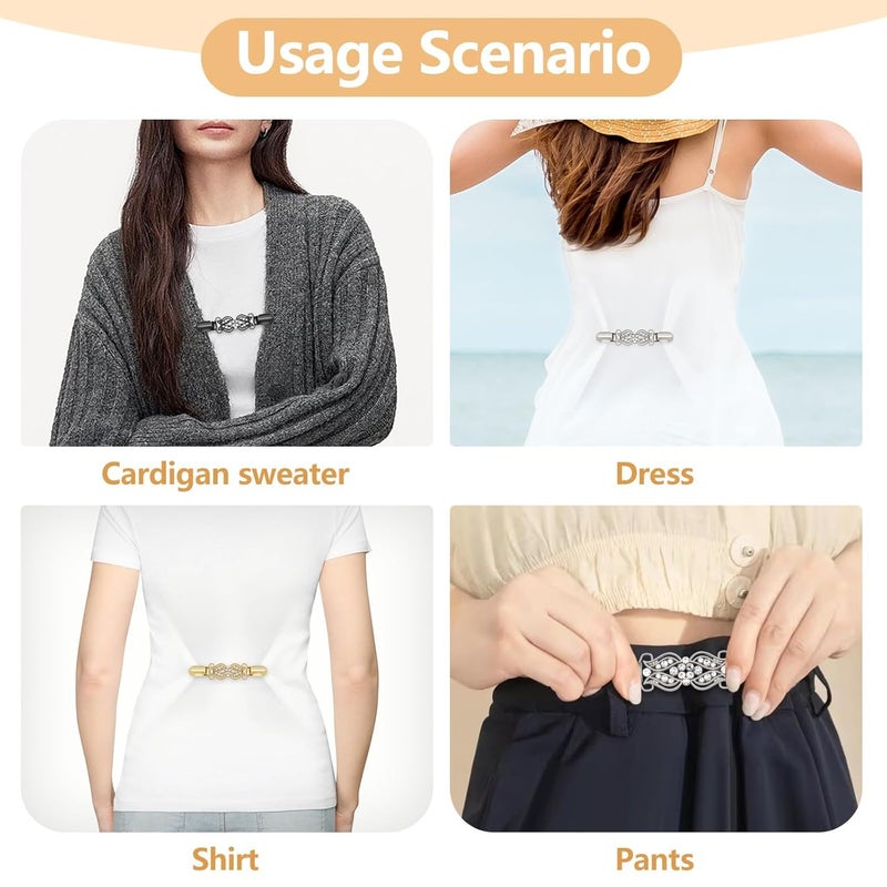 SQUISHCO 4Pcs Cinch Clip for Shirt, Shirt Tightening Clips for Women, Elegant Flower and Butterfly Design with Rhinestones, Perfect for Sweaters Dresses and Scarves - Image 3