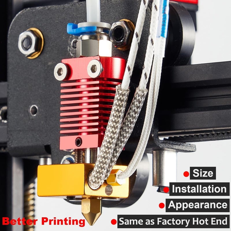 SAPLUSREPRAP 5Aplusreprap Ender 3 Hotend Upgrade: M3 Stud Thermistor,Fast Replaced, Compatible for Creality Ender 3 V2/Pro,CR-10 J-Head Hotend Replacement, Assembled Extruder 3D Printer Hot end Kit 24V 40W - Image 4