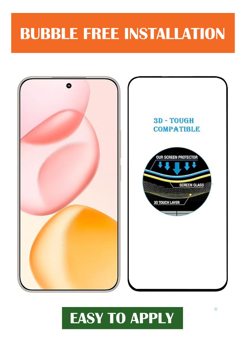 For Honor 400 5G - 【2 Pack】 Tempered Glass Screen Protector - Advanced Border-Less Full Edge to Edge ,Shatterproof , High Responsiveness , Higher Transparency , Quick to Install ,Anti-scratch and Bubble-free Screen Protector - Black - Image 3