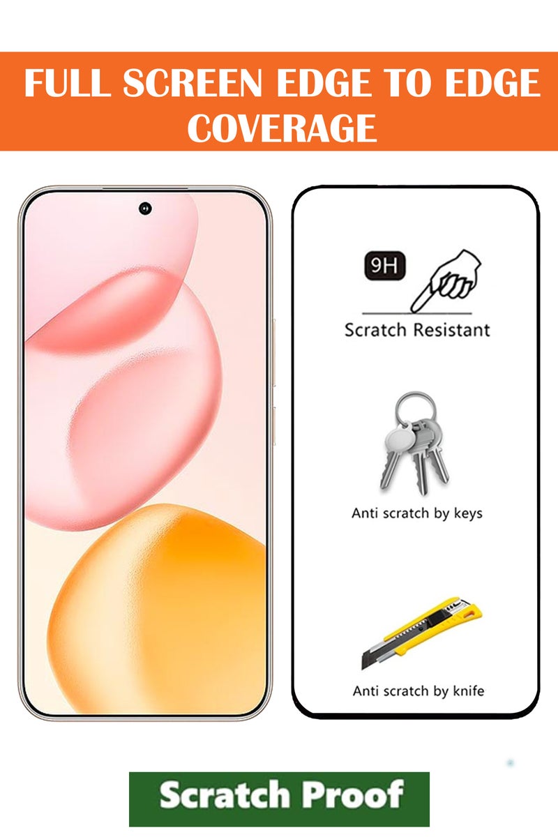 For Honor 400 5G - 【2 Pack】 Tempered Glass Screen Protector - Advanced Border-Less Full Edge to Edge ,Shatterproof , High Responsiveness , Higher Transparency , Quick to Install ,Anti-scratch and Bubble-free Screen Protector - Black - Image 2
