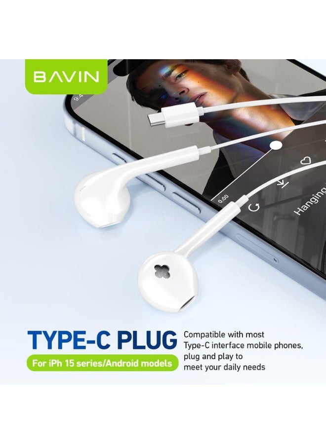 Bavin HX871 Wired Earphone Type-C In-Ear Headphone Headset With Microphone Stereo Audio Sounds Hi-Fi Bass - Image 5