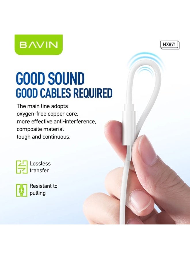 Bavin HX871 Wired Earphone Type-C In-Ear Headphone Headset With Microphone Stereo Audio Sounds Hi-Fi Bass - Image 3