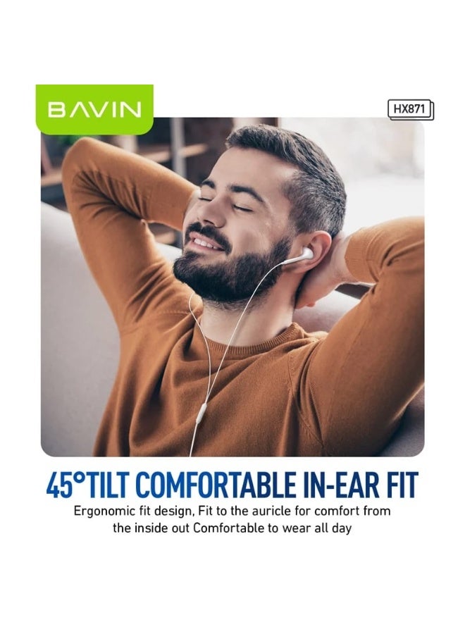 Bavin HX871 Wired Earphone Type-C In-Ear Headphone Headset With Microphone Stereo Audio Sounds Hi-Fi Bass - Image 2