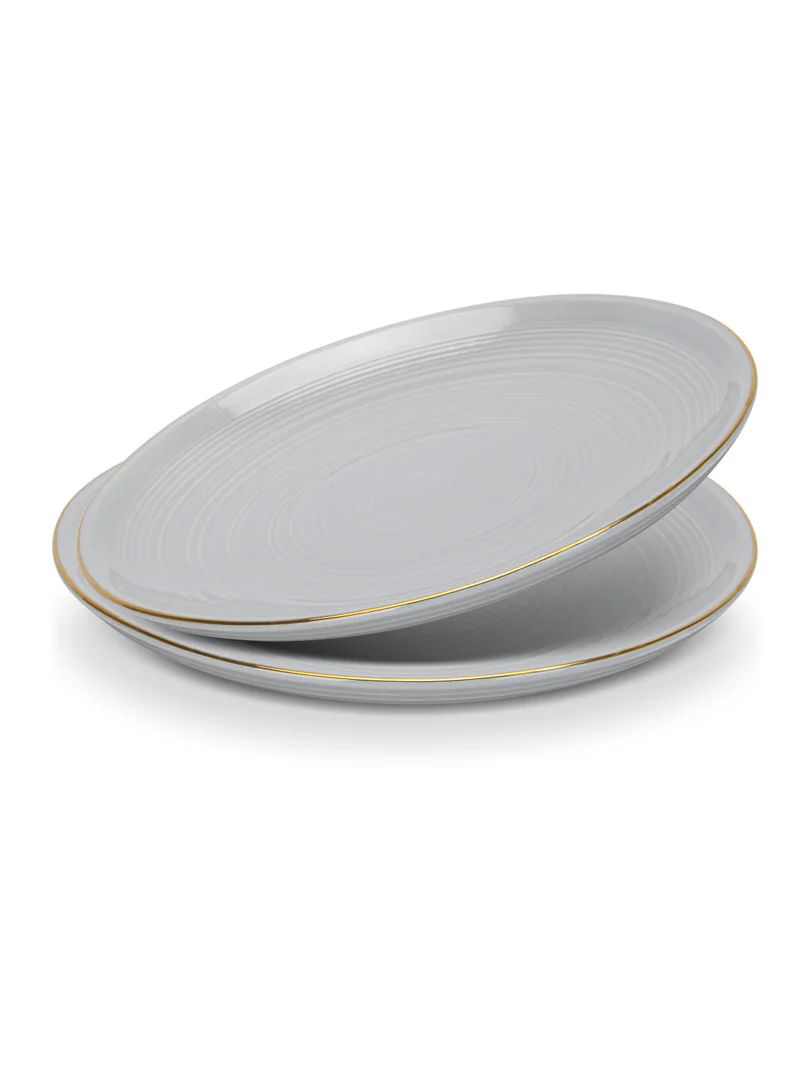 Fissman 2-Piece Dinner Plate 26cm, Porcelain Round Plates Firmina Series, Elegant Golden Rim Dinnerware Set, with Smooth Glossy-Finish Plates
