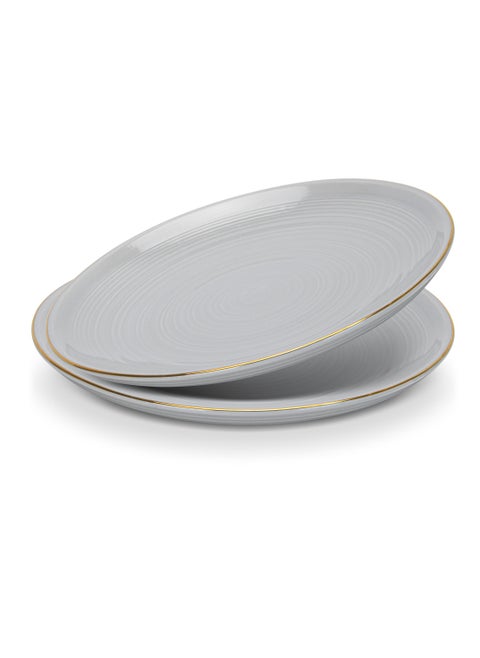 2-Piece Dinner Plate 26cm, Porcelain Round Plates Firmina Series, Elegant Golden Rim Dinnerware Set, with Smooth Glossy-Finish Plates