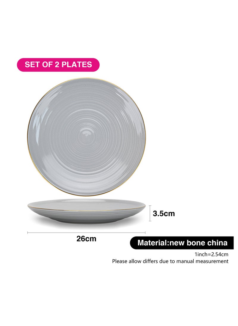 Fissman - 2-Piece Dinner Plate 26cm, Porcelain Round Plates Firmina Series, Elegant Golden Rim Dinnerware Set, with Smooth Glossy-Finish Plates - Image 1