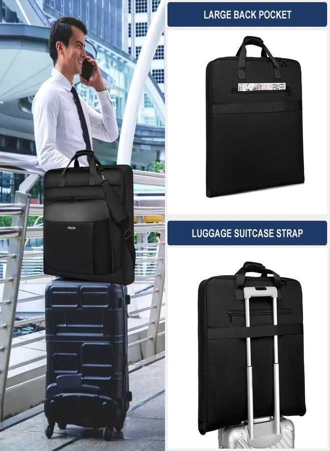 PUSLOM Garment Bag Travel Suit Bag for Men Large 40-Inch Carry on Garment Bag Up to 3 Suits for Business Trips,2 in 1 Hanging Suitcase Luggage Bags for Travel,Foldable Carry on Bag Fits 15.6Inch Laptop,Black - Image 2