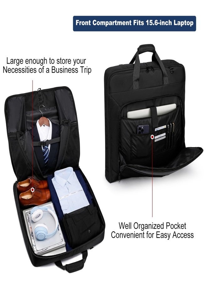 PUSLOM Garment Bag Travel Suit Bag for Men Large 40-Inch Carry on Garment Bag Up to 3 Suits for Business Trips,2 in 1 Hanging Suitcase Luggage Bags for Travel,Foldable Carry on Bag Fits 15.6Inch Laptop,Black - Image 4