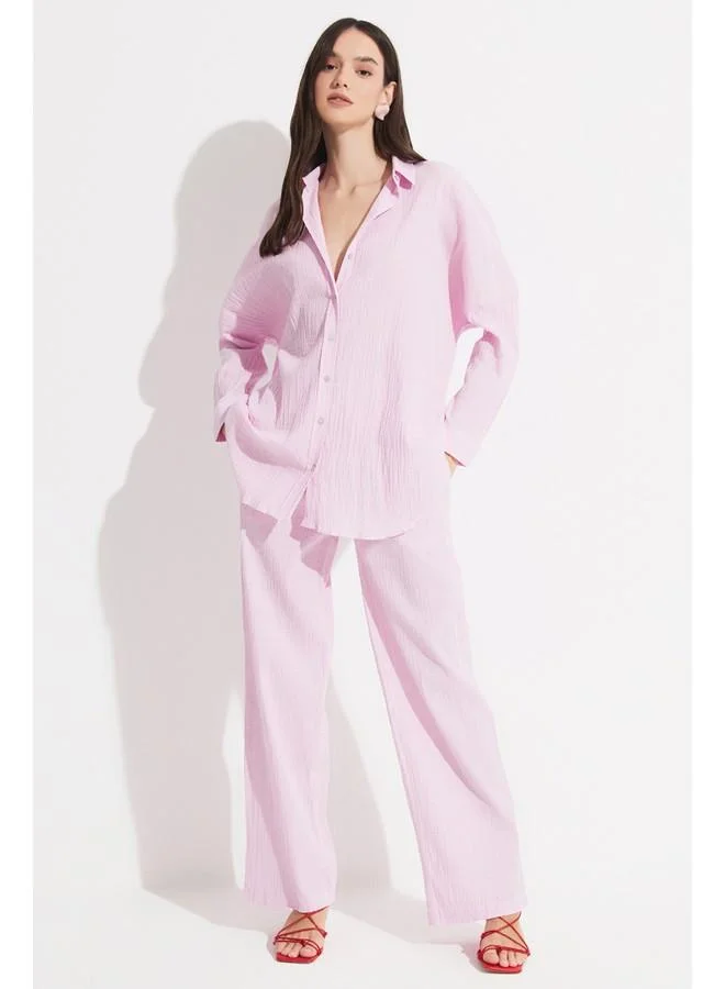 JUNE June Women Exclusive Boyfriend/Wide Fit Cotton Woven Shirt Lilac