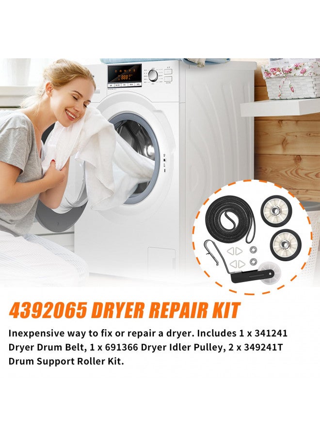 Discount Parts Direct Discount Parts Direct 4392065 Dryer Repair Kit with 341241 Belt 691366 Idler Pulley 349241T Roller Dryer Parts Replacement for Whirlpool Kenmore Maytag Amana, Replaces AP6010582 WP691366 AP3131942  - Image 1