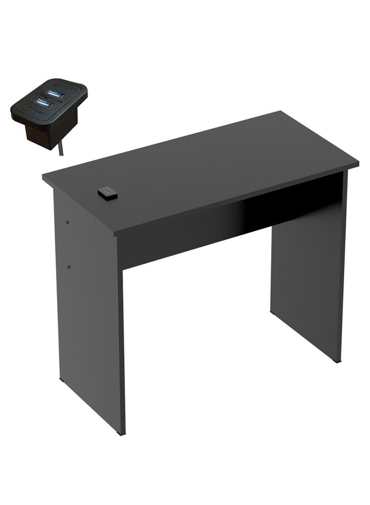 Mahmayi Mahmayi Modern Study Table with BS02 Desktop Socket with USB A/C Port, Modern Executive Desk for Adults, Home Offices, Schools, Laptop, Computer Workstation Table- Black - Image 1