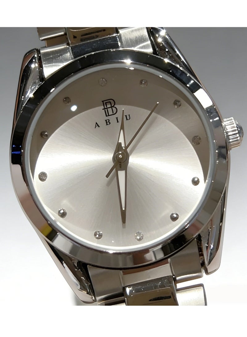 ABIU Elegant Women's Watch - Sleek Stainless Steel Bracelet with Minimalist White Dial (Stylish Daily Wristwatch for Ladies) - Image 3