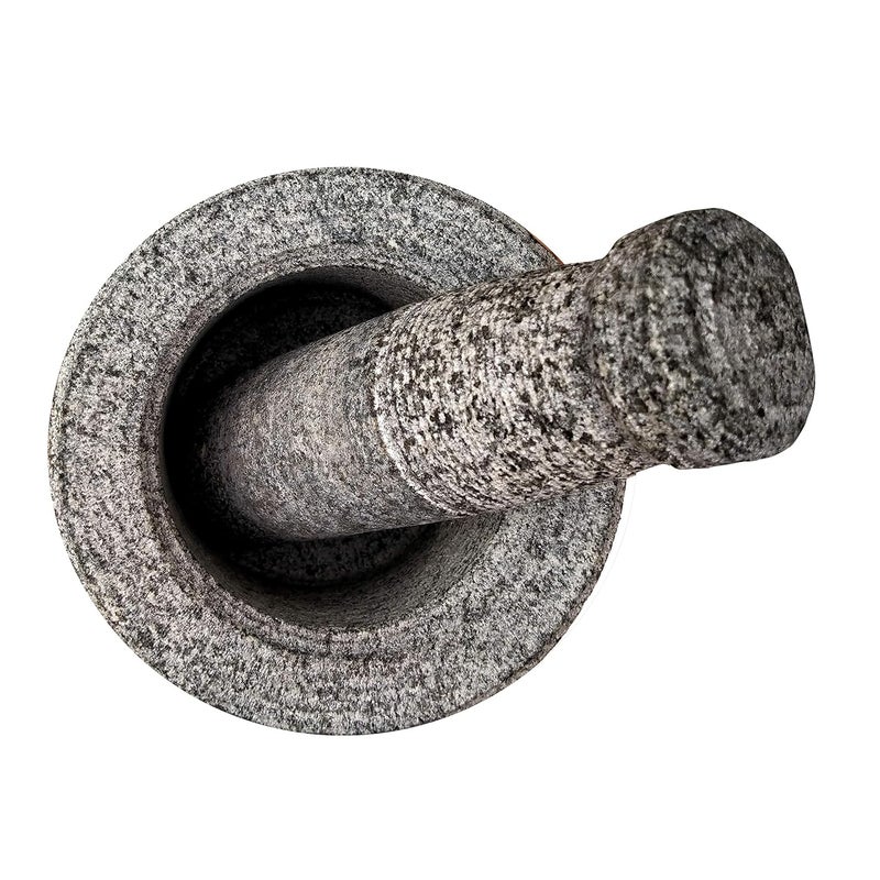 EZAHK EZAHK Mortar and Pestle Set for Spices Okhli Masher Khalbatta Kharal Mixer Natural Traditional Grinder and Musal Well Design for Kitchen Home Herb 55 in Pack of 2  - Image 5