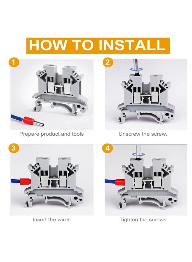 Melfi Terminal Block Wire Connector 4Mm, 30A, Awg 28-10 Current, Universal Neutral Class Connector Screw Terminal Block Strips Pass-Through (Pack Of 5) - Image 5