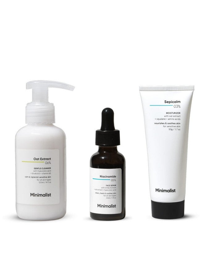 Sensitive Skincare Kit, Routine Kit For Unisex, Face Wash, Serum & Moisturizer Combo, 200G