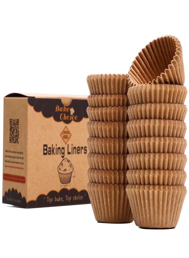 Bake Choice Non-Stick 400pcs Mini Cupcake Liners for Baking, Natural parchment muffin liners for Mini Muffin Pan, Cupcake Pan, Food Grade, Non Stick, Greaseproof - Image 1