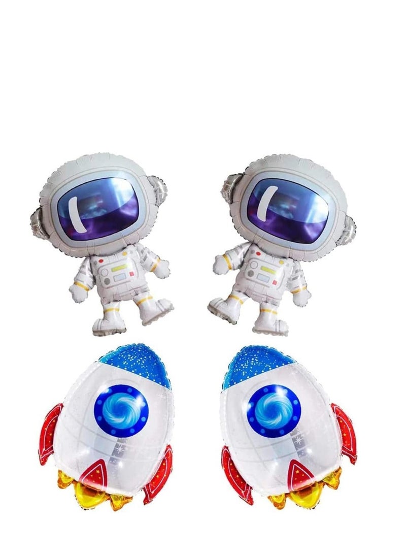 4Pcs C ute Large Size Outer Space Cartoon Balloons Astronaut Balloons Rocket Balloons for Planet Themed Party Supplies Shower Birthday Party - Image 2