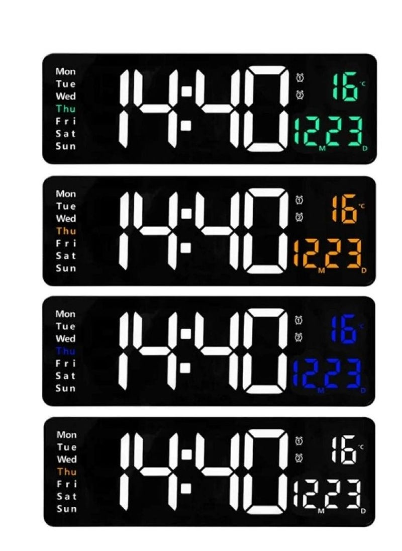 TIME - Digital Wall Clock Electronic LED Screen Colourful Time Clock With Remote - Image 1