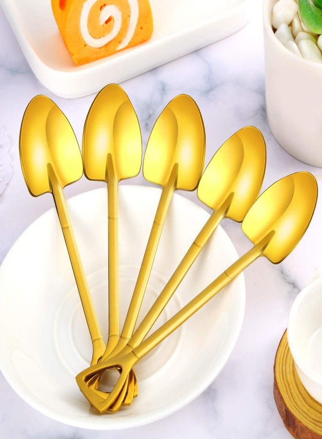 Patelai 8 Pieces Gold Shovel Shape Spoons Stainless Steel Shovel Shape Coffee Ice Cream Dessert Spoons for Home and Party - Image 5