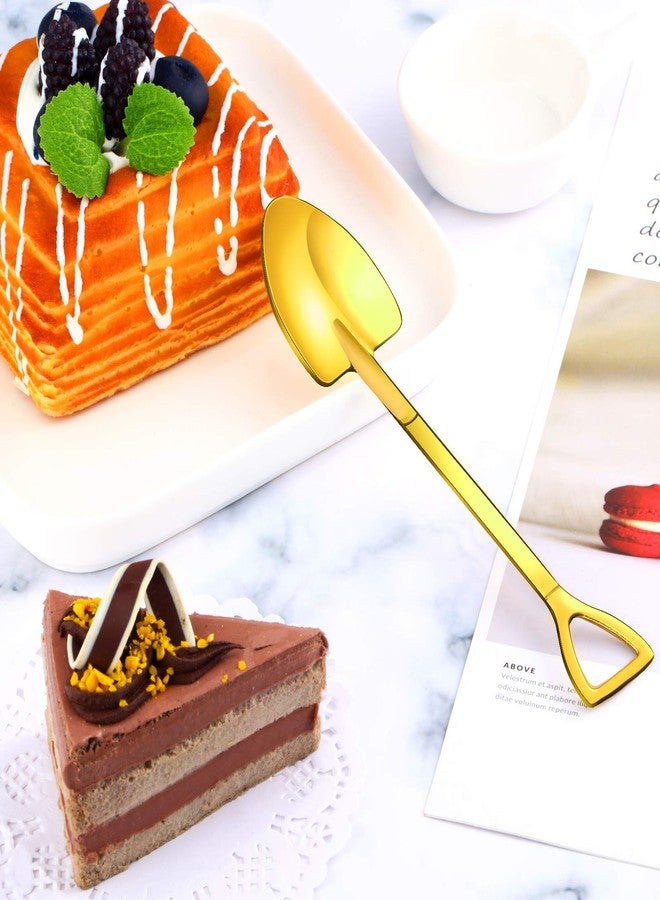 Patelai 8 Pieces Gold Shovel Shape Spoons Stainless Steel Shovel Shape Coffee Ice Cream Dessert Spoons for Home and Party - Image 4