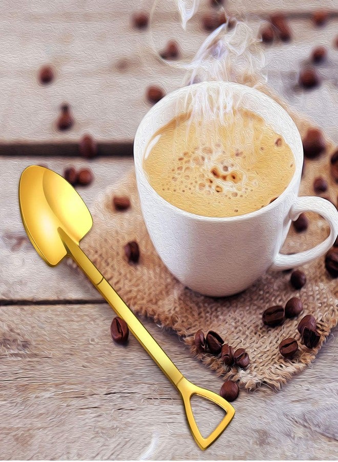 Patelai 8 Pieces Gold Shovel Shape Spoons Stainless Steel Shovel Shape Coffee Ice Cream Dessert Spoons for Home and Party - Image 3