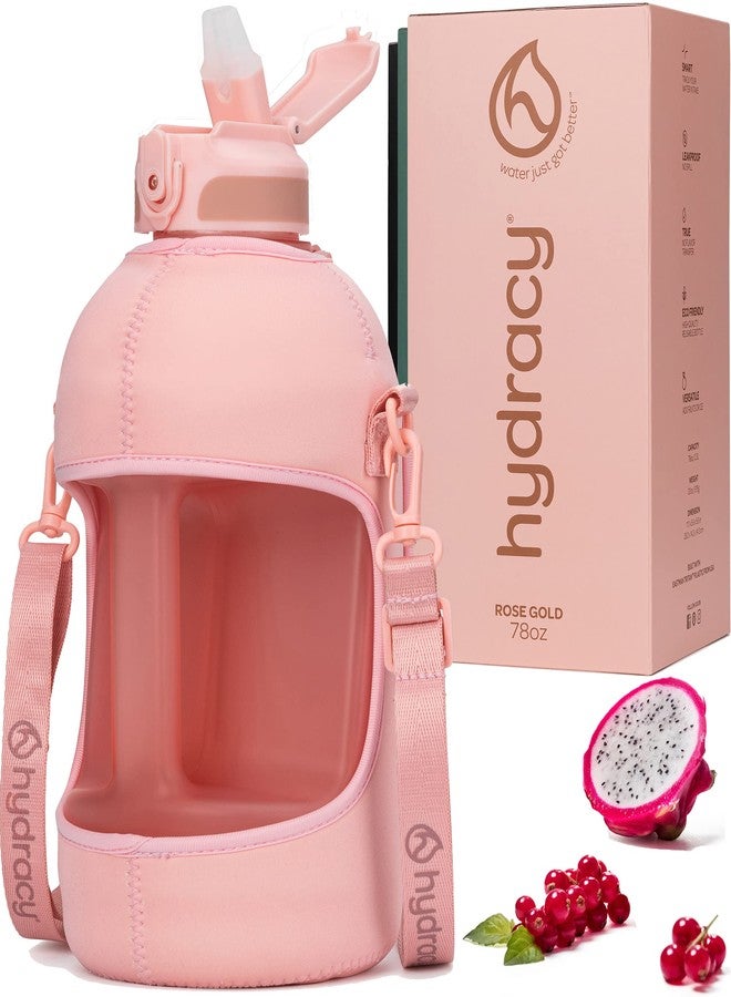 Hydracy Water Bottle with Sleeve with Pockets - 2.3 L Water Bottle with Straw and Handle - BPA Free Water Bottle with Time Marking - Bottle Leak-Proof - Sports and Outdoor Water Bottle - Image 1