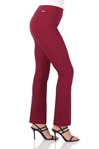 Rekucci Women's Ease Into Comfort Stretchy Straight Leg Office Pant with Tummy Control (2 Short, Burgundy) - Image 2