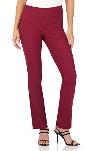 Rekucci Women's Ease Into Comfort Stretchy Straight Leg Office Pant with Tummy Control (2 Short, Burgundy) - Image 1