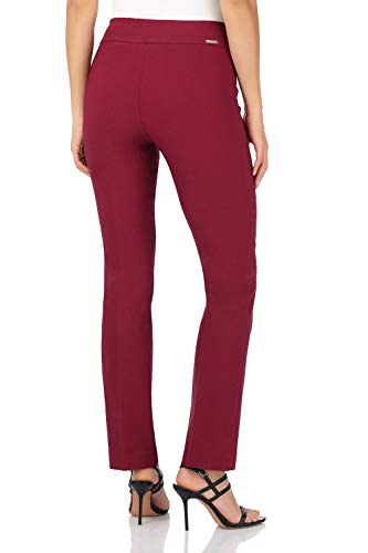 Rekucci Women's Ease Into Comfort Stretchy Straight Leg Office Pant with Tummy Control (2 Short, Burgundy) - Image 4