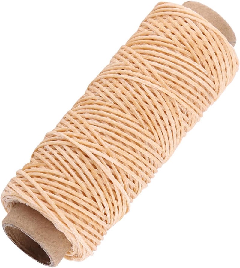 Waxed Sewing Thread, Flat Strong Durable Thread, 1mm Width 50m Length with Comfortable Touch, Ideal for Leather, Shoe Repair, Hand Stitching & Crafts (Original Color) - Image 1