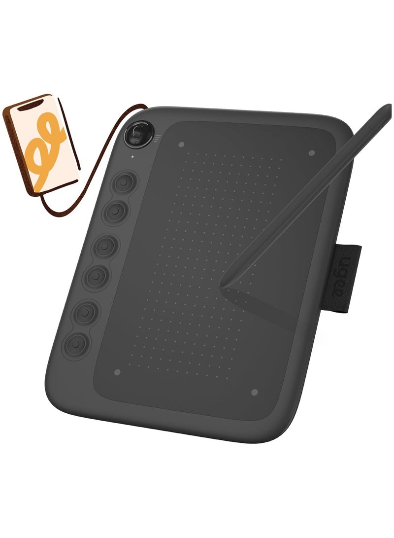 Ugee Q6 Drawing Tablet for Phone Pad PC with 6 Hot Keys - Graphic Tablet Adjustable Drawing Mode Writing Tablet Mobile Drawing/Online Class/Office Notes Compatible with MacOS/Windows/Chrome OS/Android  - Image 1