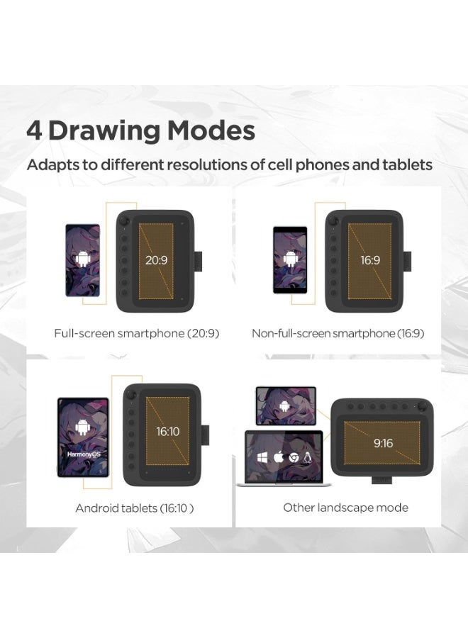 Ugee Q6 Drawing Tablet for Phone Pad PC with 6 Hot Keys - Graphic Tablet Adjustable Drawing Mode Writing Tablet Mobile Drawing/Online Class/Office Notes Compatible with MacOS/Windows/Chrome OS/Android  - Image 4