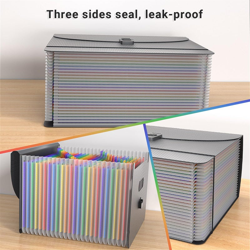 Vanulee 25 Pockets Expanding File Folders,Portable Accordian File Organizer,Expandable File Folder,Bill,Paper,Document Organizer,Plastic Accordion Filing Box,Colored Tabs,A4/Letter Size Diamond - Image 3