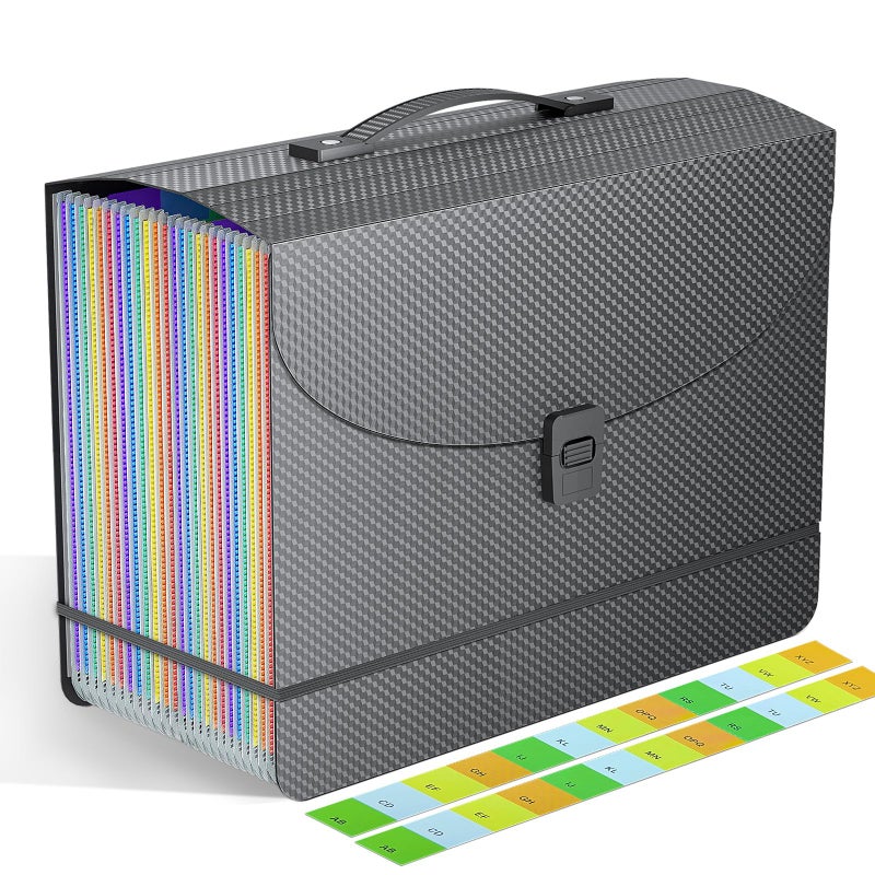 Vanulee 25 Pockets Expanding File Folders,Portable Accordian File Organizer,Expandable File Folder,Bill,Paper,Document Organizer,Plastic Accordion Filing Box,Colored Tabs,A4/Letter Size Diamond - Image 1