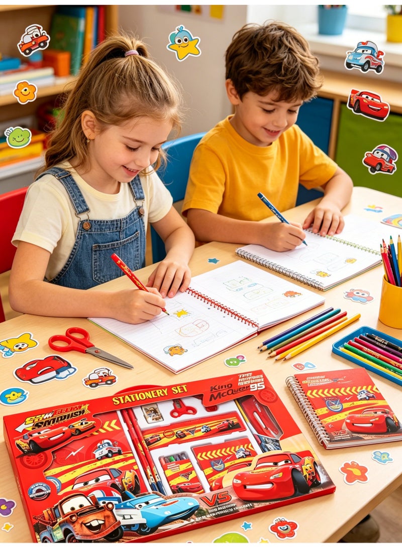 ديزني 16-piece student stationery set, school supplies gift box set, suitable for primary school students, including pencils, erasers, pencil sharpeners-pencil cases-colored crayons-notebooks, etc. Birthday gift for back-to-school season - Image 4