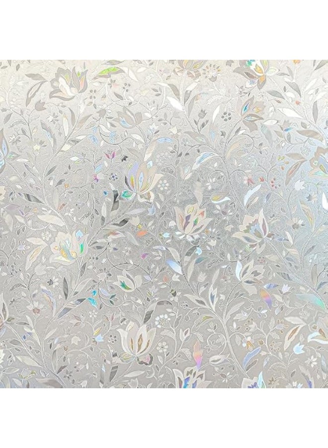 غشاء نوافذ زجاج مزخرف ومحفور للخصوصية للحماية من الشمس بتقنية الكهرباء الساكنة، سهل التركيب بالماء بمقاس 2 متر × 45 سم قابل للإزالة للمكاتب والحمامات والمطابخ وغرف النوم والأبواب الزجاج (شكل 1) - Image 1