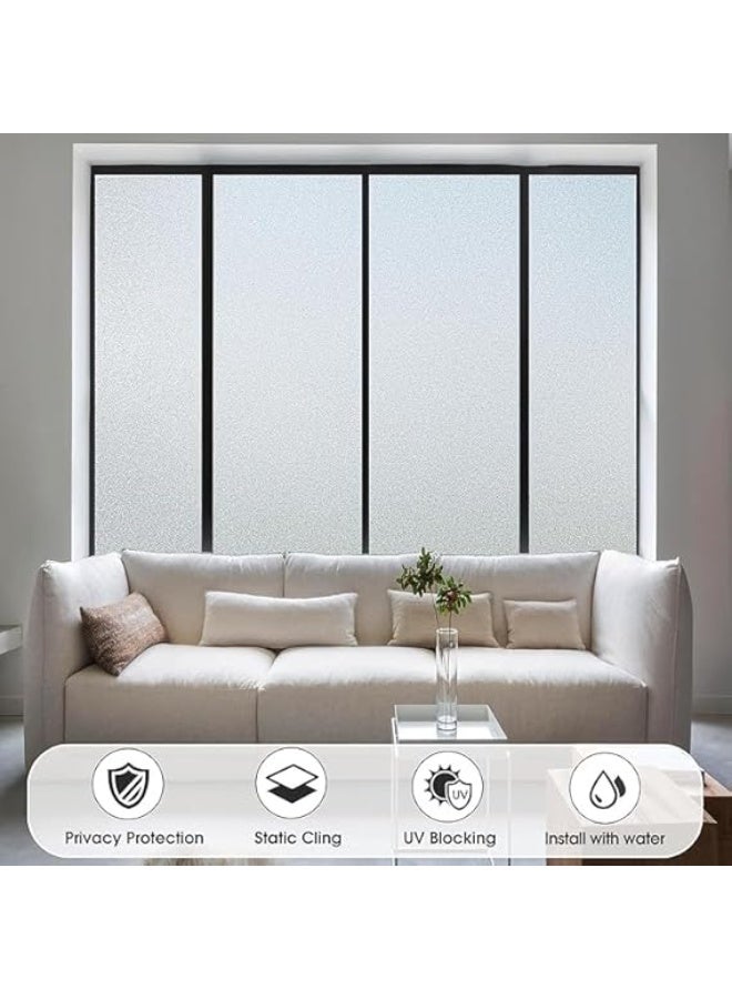 غشاء نوافذ زجاج مزخرف ومحفور للخصوصية للحماية من الشمس بتقنية الكهرباء الساكنة، سهل التركيب بالماء بمقاس 2 متر × 45 سم قابل للإزالة للمكاتب والحمامات والمطابخ وغرف النوم والأبواب الزجاج (شكل 1) - Image 4