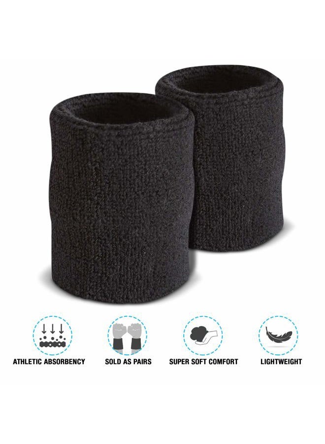 Suddora Arm Sweatbands, Absorbent and Breathable Thick Cotton Bands for Working Out, Gymnastics, Basketball, Tennis, and Football, Multiuse 4-inch Wristbands for Costumes and Cosplay, Black - Image 3