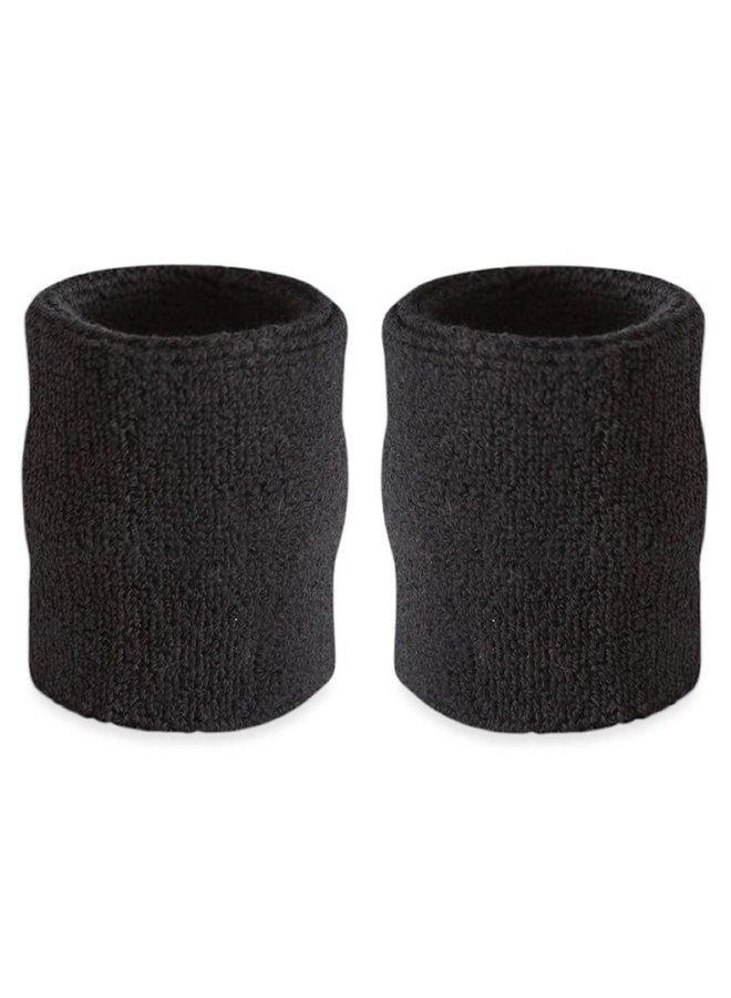 Suddora Arm Sweatbands, Absorbent and Breathable Thick Cotton Bands for Working Out, Gymnastics, Basketball, Tennis, and Football, Multiuse 4-inch Wristbands for Costumes and Cosplay, Black - Image 1