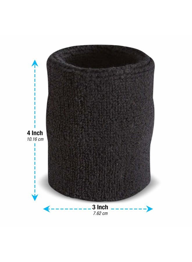 Suddora Arm Sweatbands, Absorbent and Breathable Thick Cotton Bands for Working Out, Gymnastics, Basketball, Tennis, and Football, Multiuse 4-inch Wristbands for Costumes and Cosplay, Black - Image 4