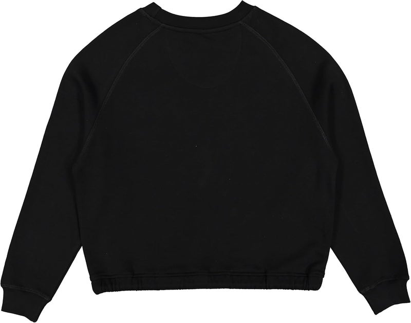 LAT Women Cropped Sweatshirt  Long Sleeve Pullover Fleece with Waist Drawstring Black Small - Image 2
