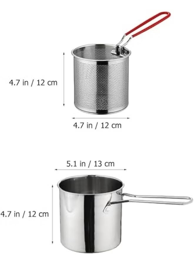 Deep Fryer Pot Stainless Steel Frying Pan with Strainer Basket and Handle,Tempura Fish Shrimp Chicken Fryer Deep Frying Pot - Image 5