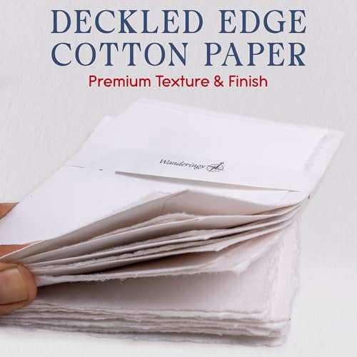 WANDERINGS Handmade Deckle Edge Blank Greeting Cards Envelopes 300 GSM Paper 20 Cards for Invitations Thank Yous Greeting Get Well and Birthday Cards Blank - Image 3