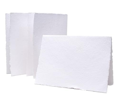 WANDERINGS Handmade Deckle Edge Blank Greeting Cards Envelopes 300 GSM Paper 20 Cards for Invitations Thank Yous Greeting Get Well and Birthday Cards Blank - Image 1