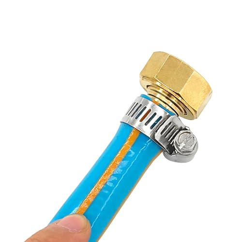 Gardeningwill 3Sets Brass 5/8" Garden Heavy Duty Hose Mender Repair End Replacement Male Female Connector with Stainless Clamp - Image 2